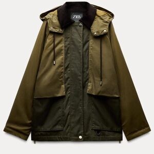 Zara Woman FW24 Waxed Hooded Jacket ZW Collection